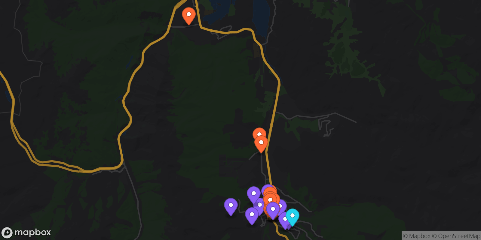 Map showing 30 locations