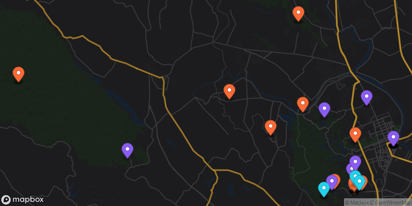 Map showing 44 locations