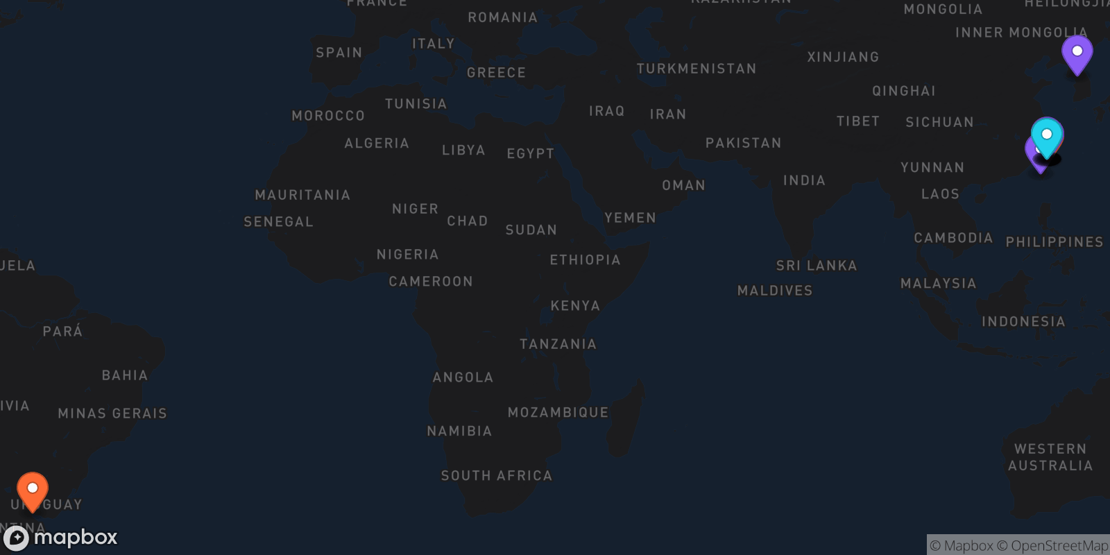 Map showing 26 locations