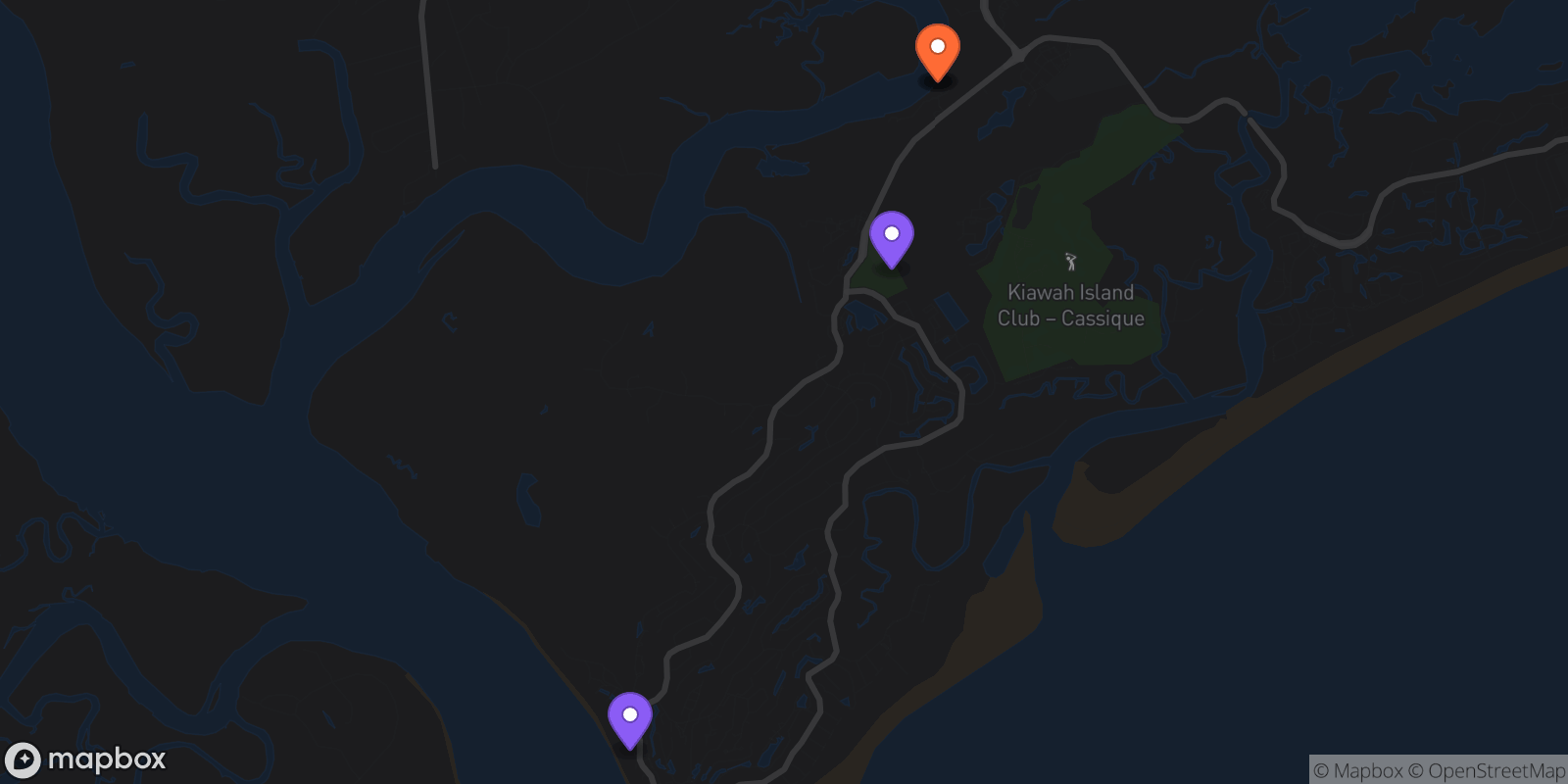 Map showing 5 locations
