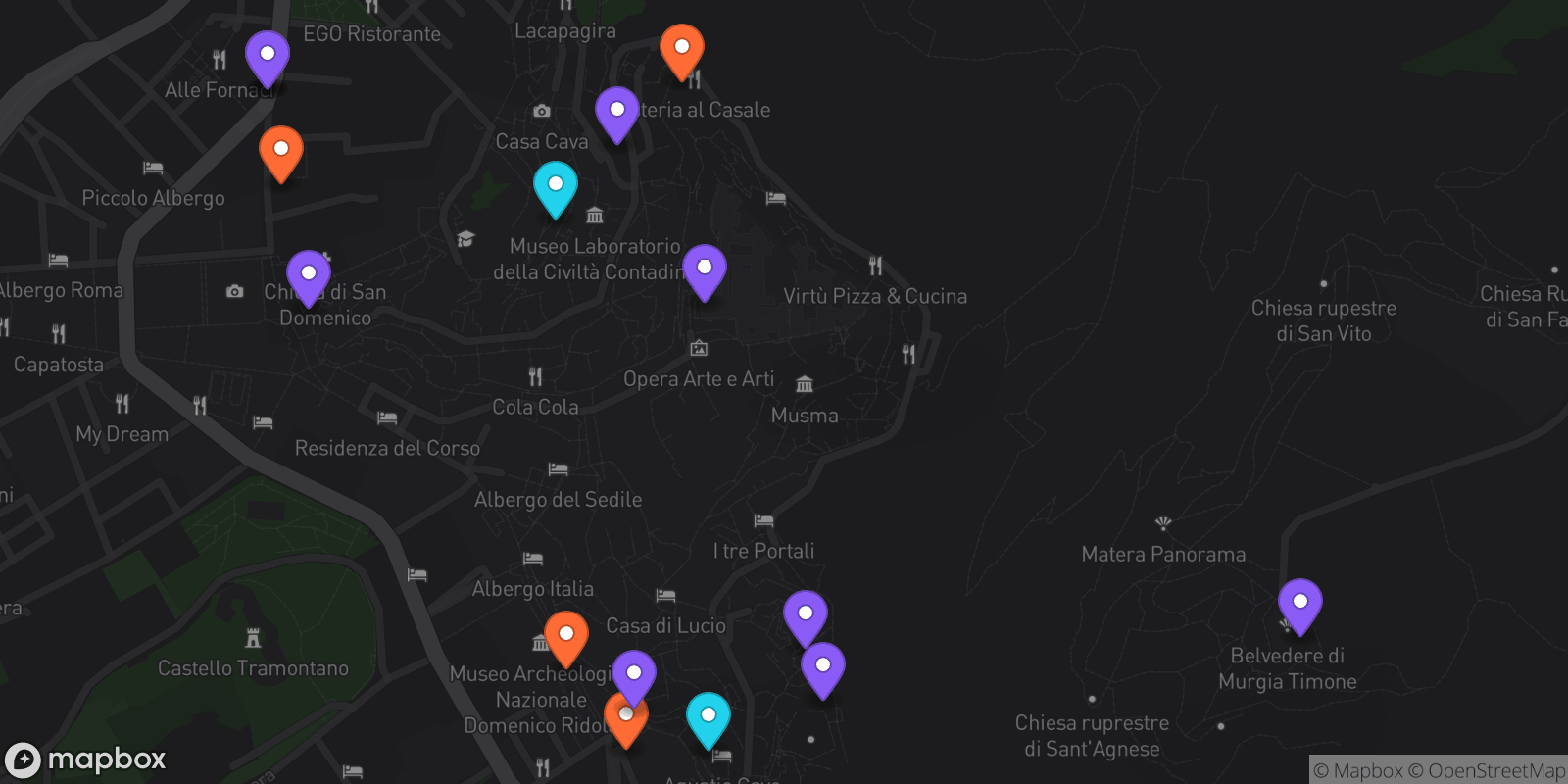 Map showing 16 locations