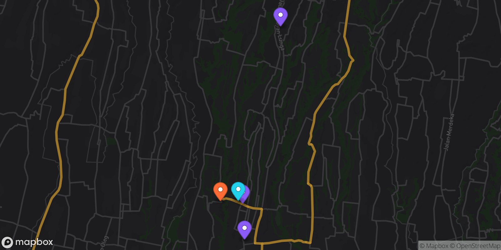 Map showing 5 locations