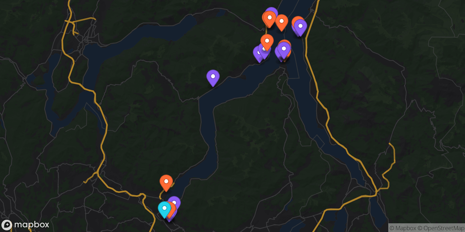 Map showing 29 locations