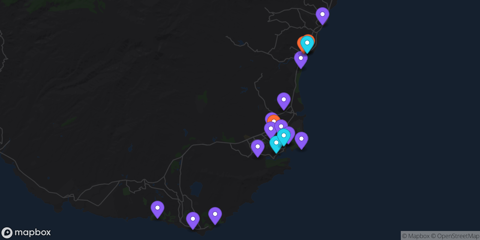 Map showing 39 locations