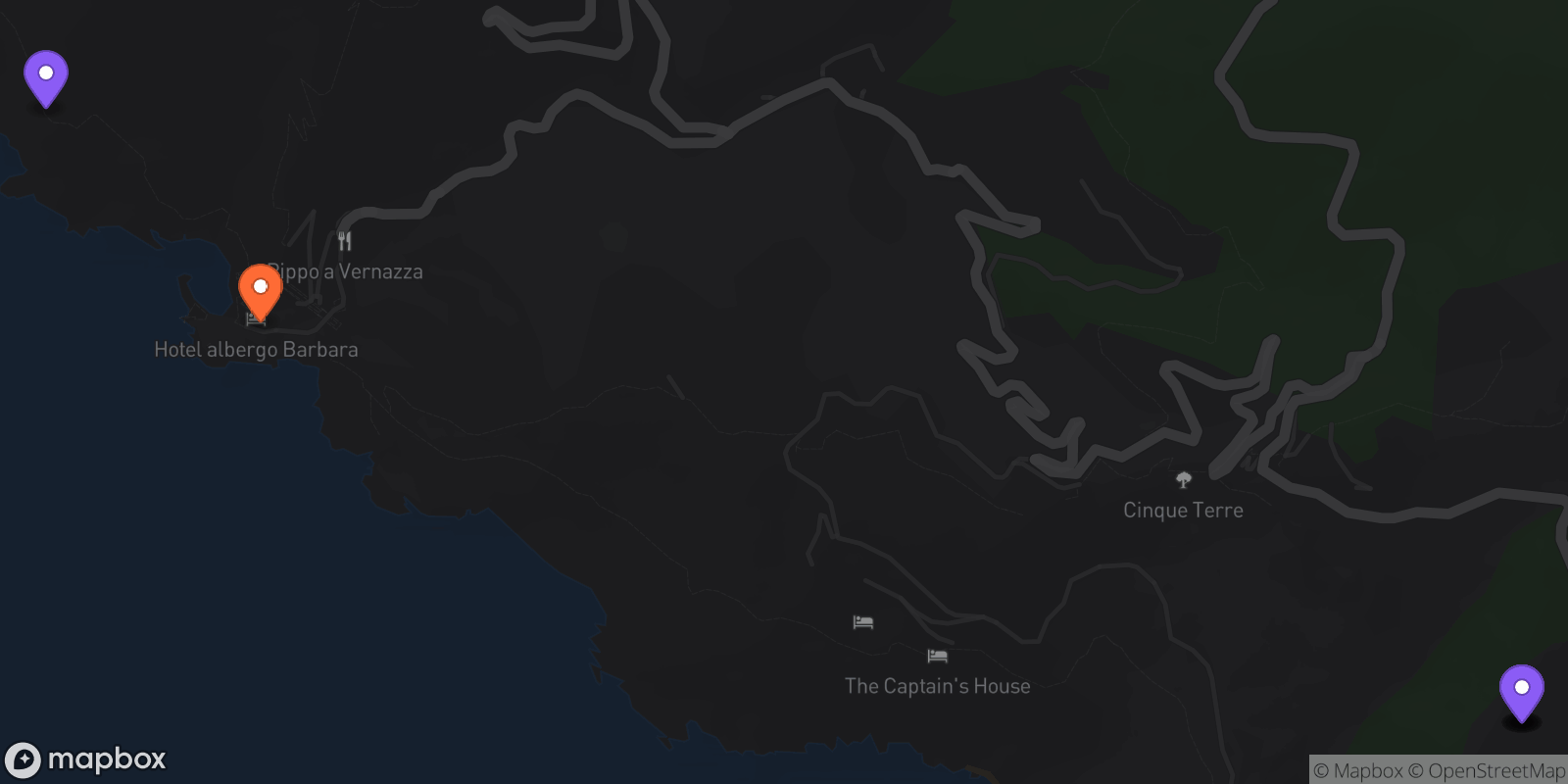 Map showing 7 locations