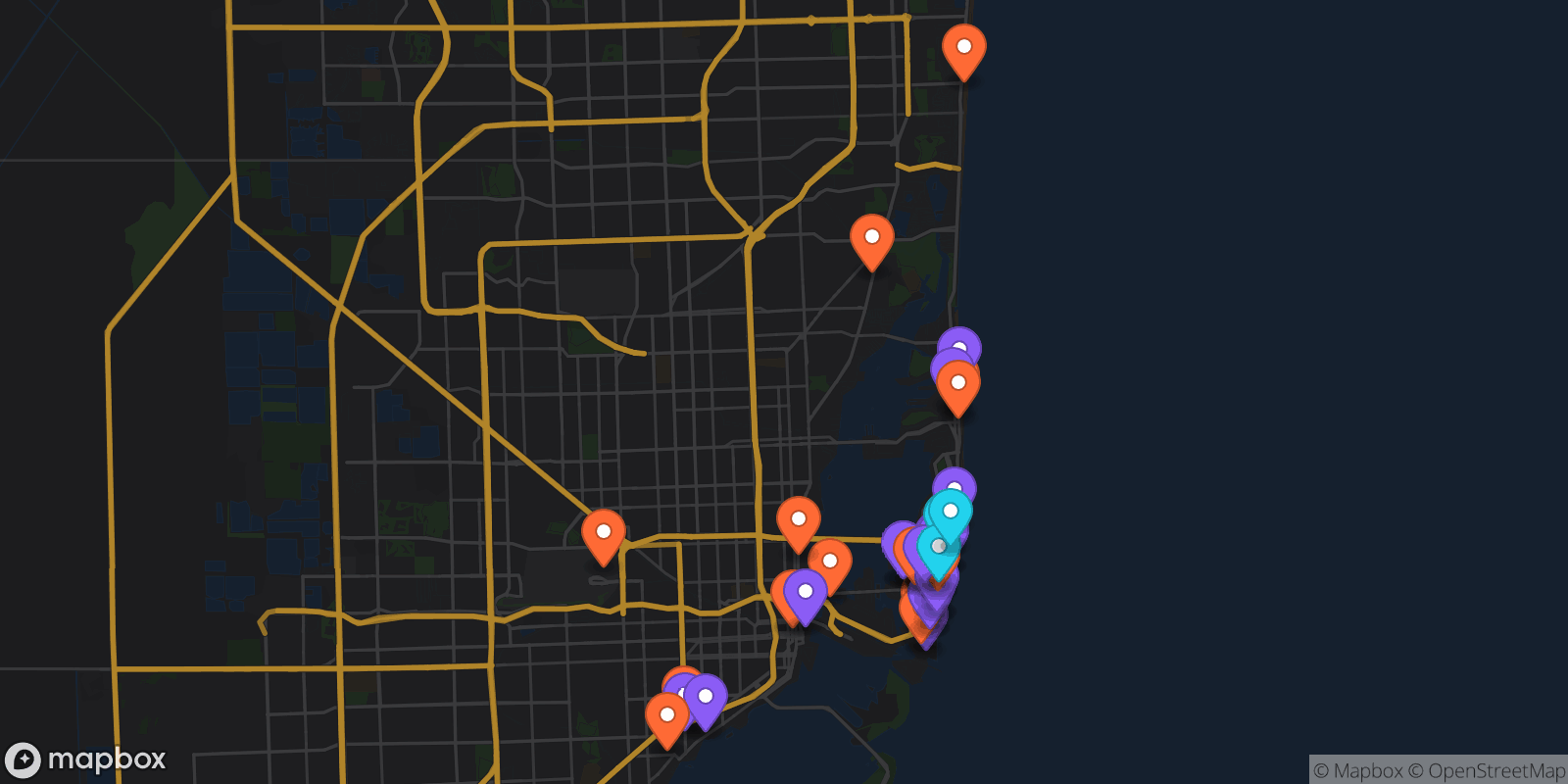Map showing 49 locations