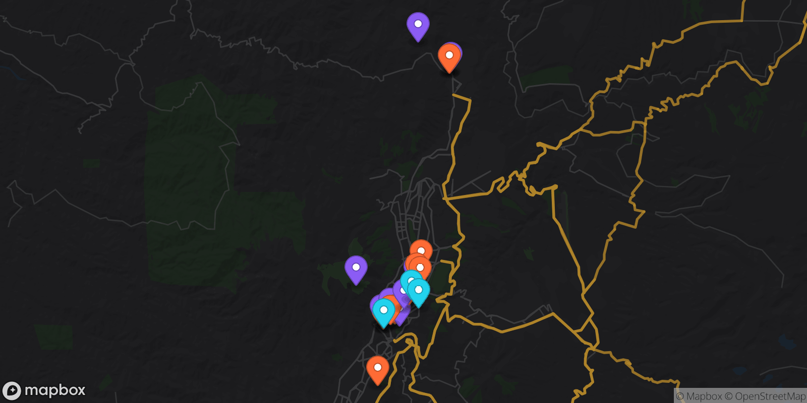 Map showing 24 locations