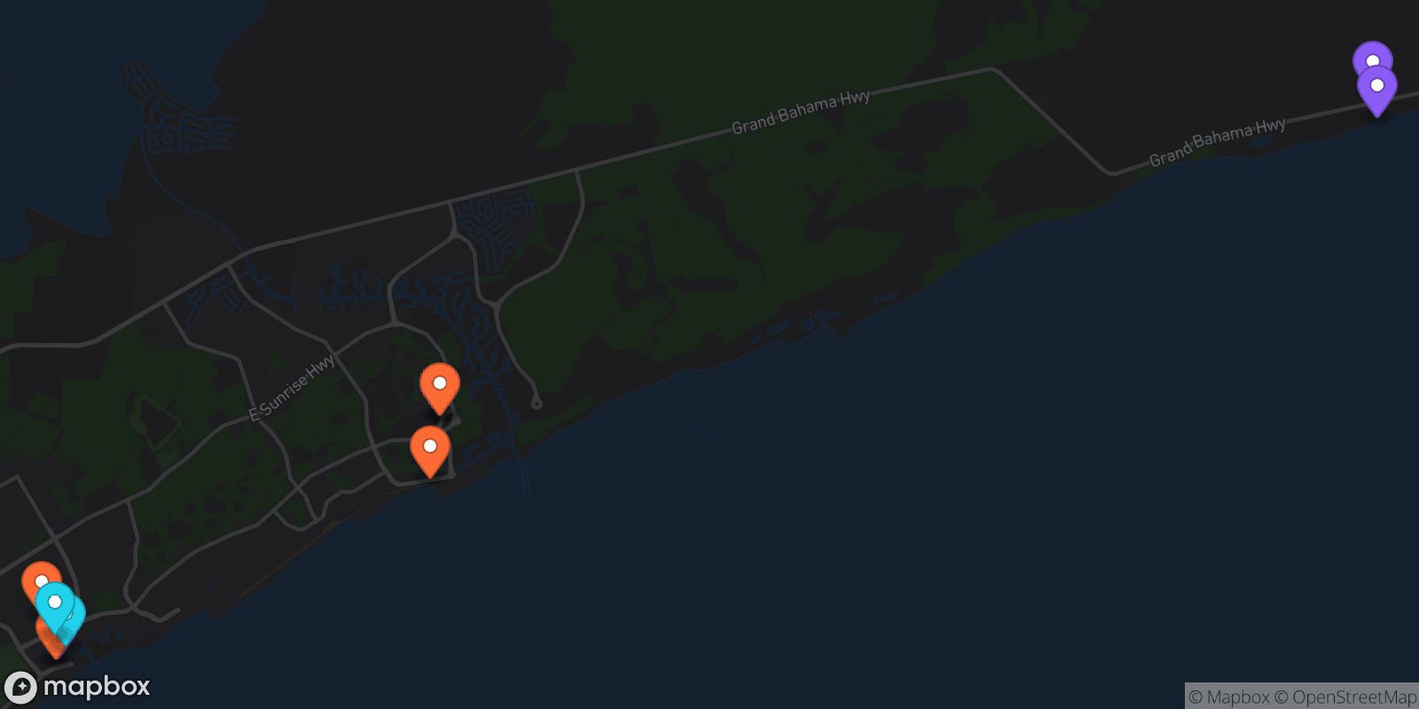 Map showing 10 locations