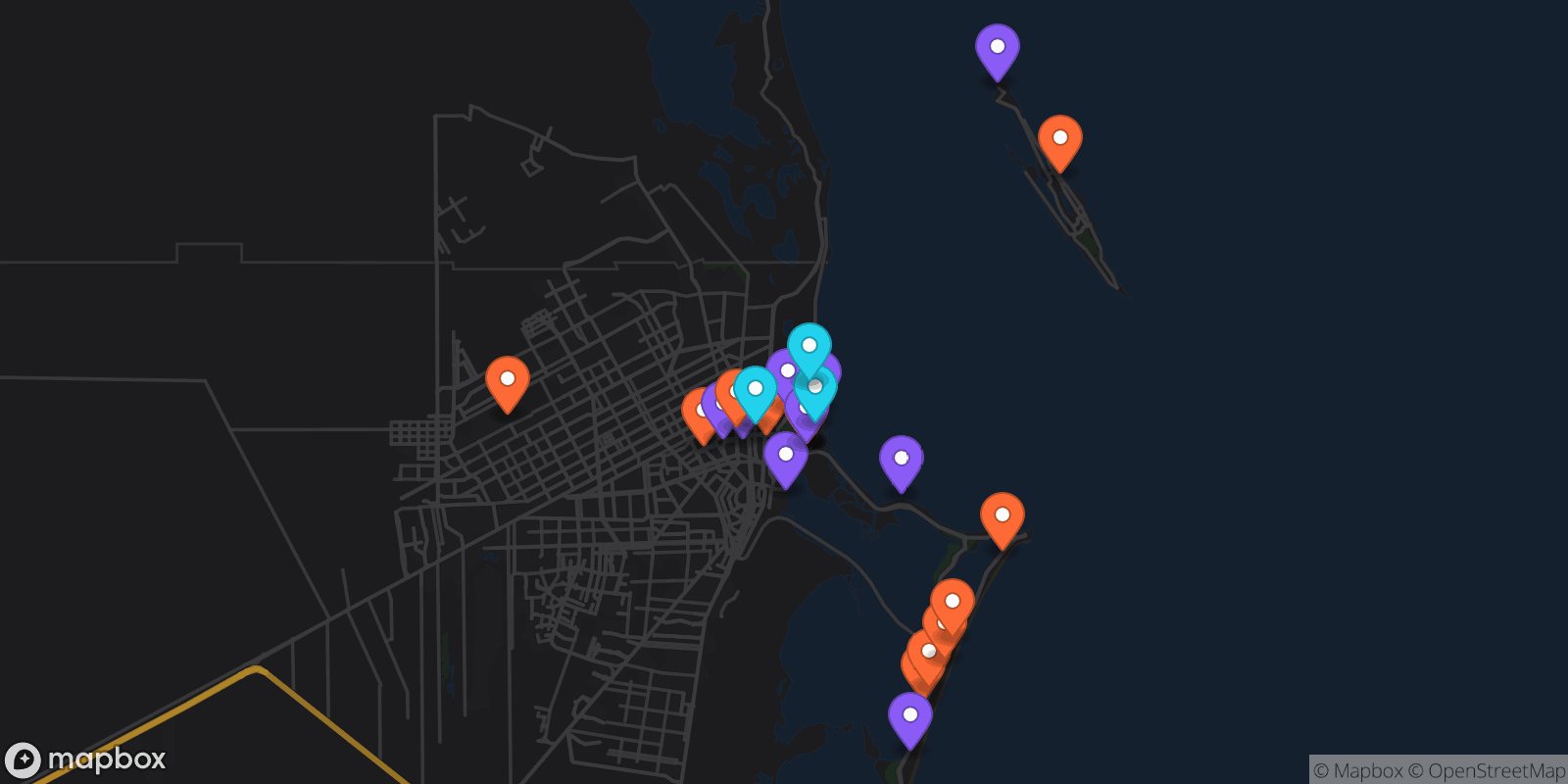 Map showing 26 locations