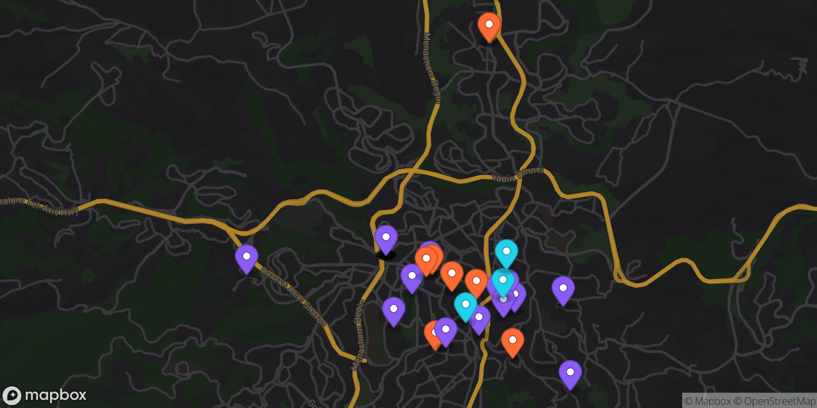 Map showing 35 locations
