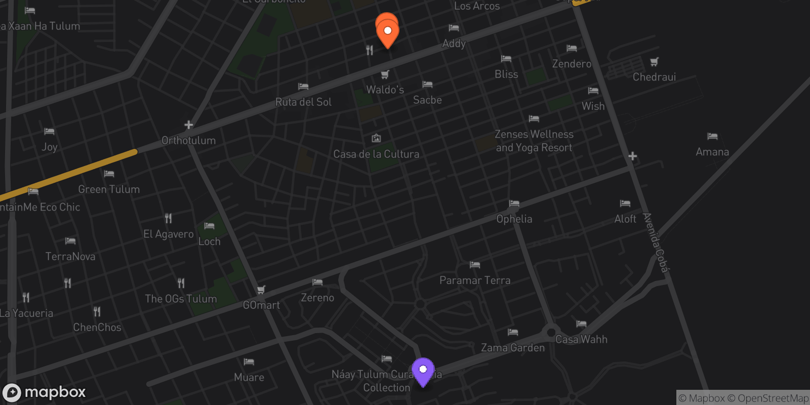 Map showing 3 locations