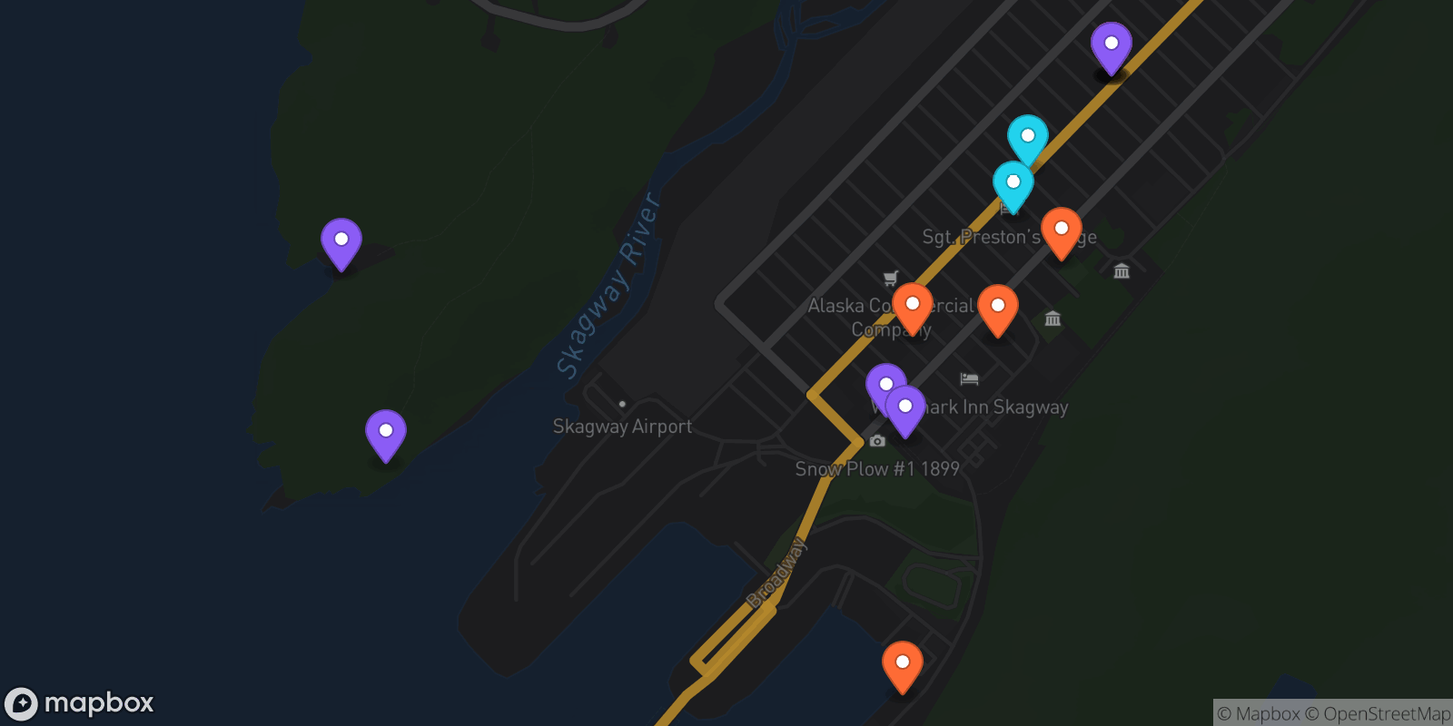 Map showing 15 locations