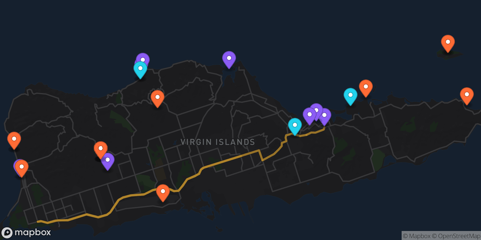 Map showing 26 locations
