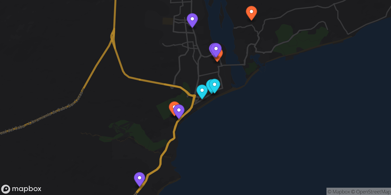 Map showing 12 locations