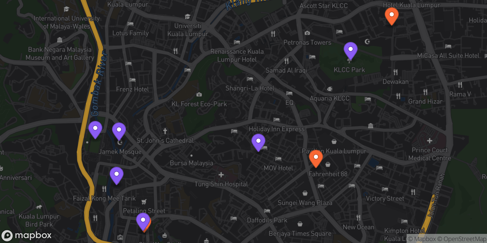 Map showing 9 locations
