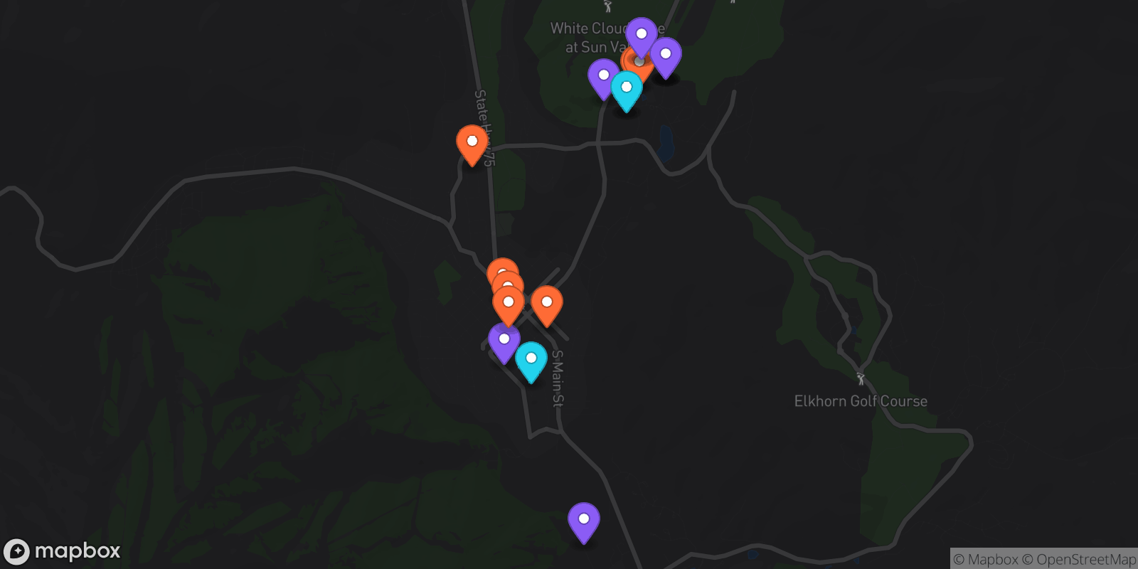 Map showing 19 locations