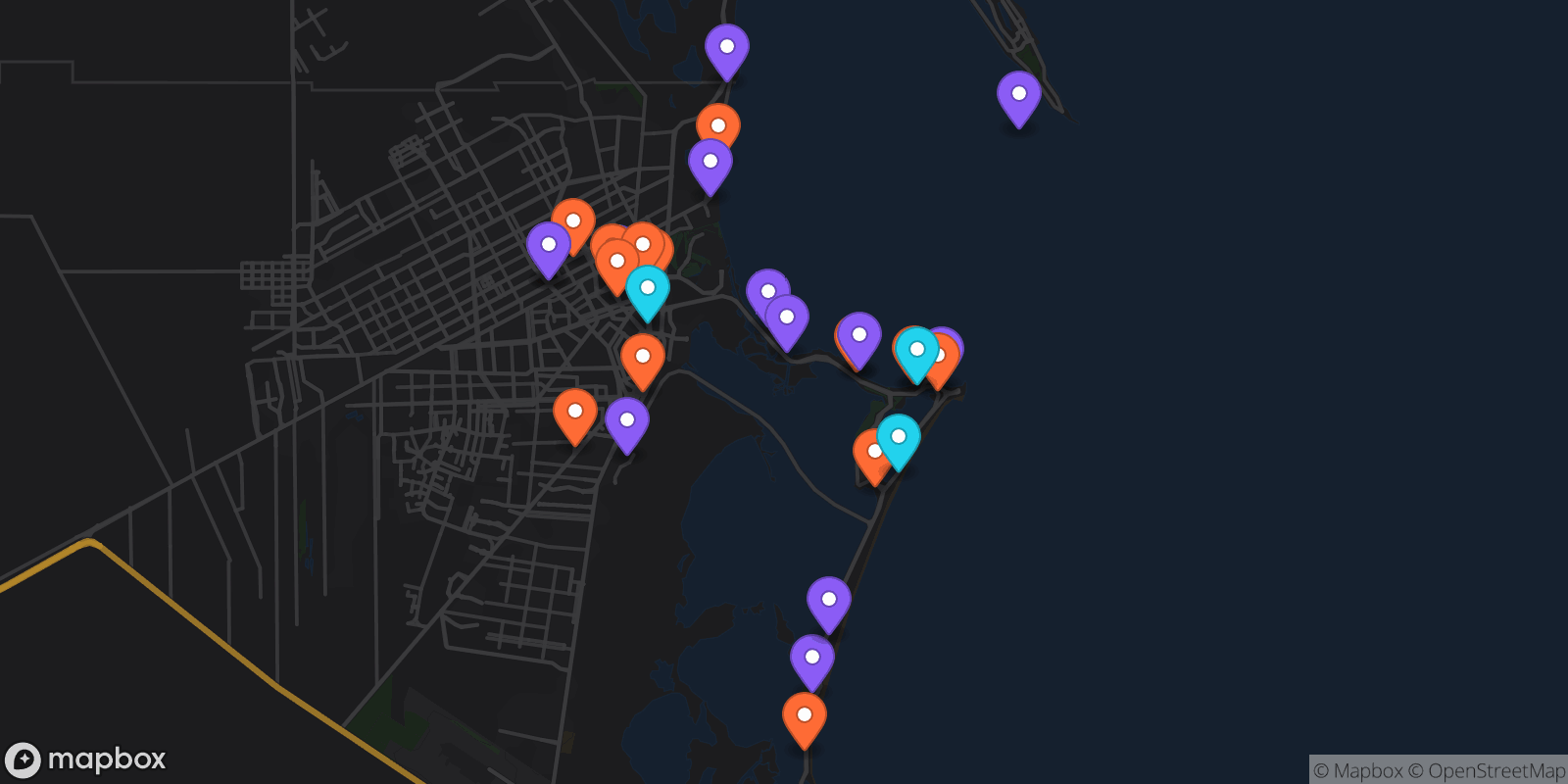 Map showing 29 locations