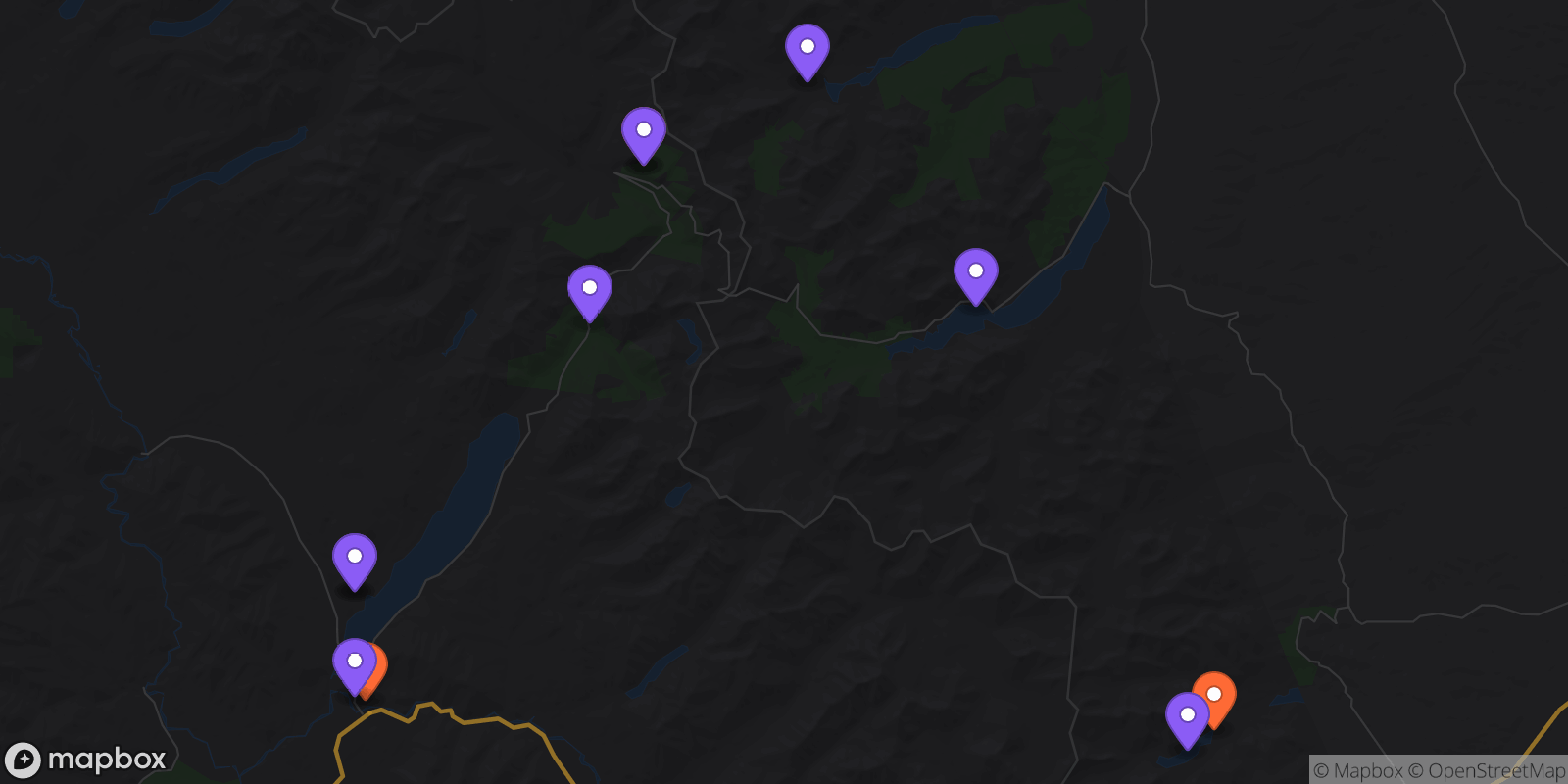 Map showing 11 locations
