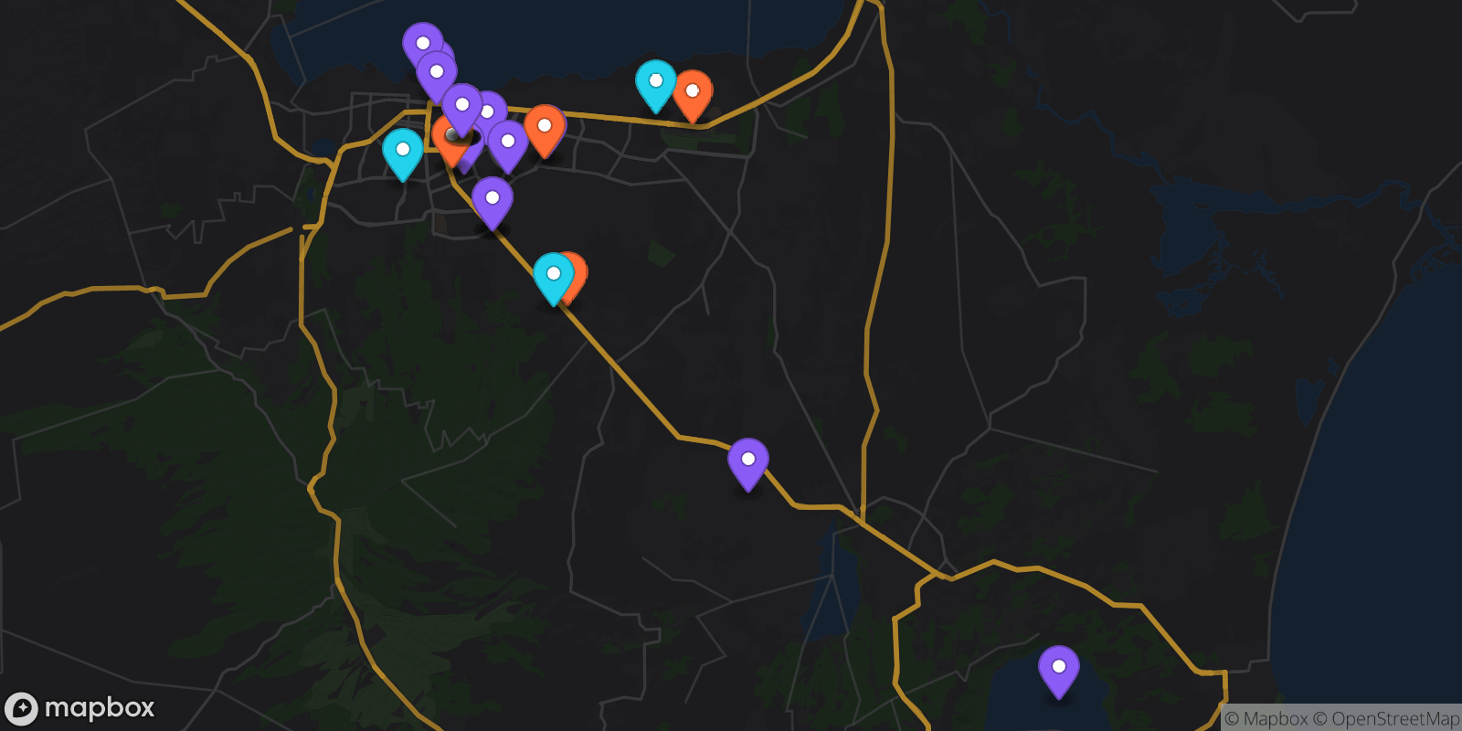 Map showing 37 locations