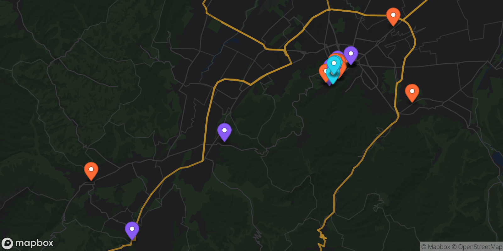 Map showing 40 locations