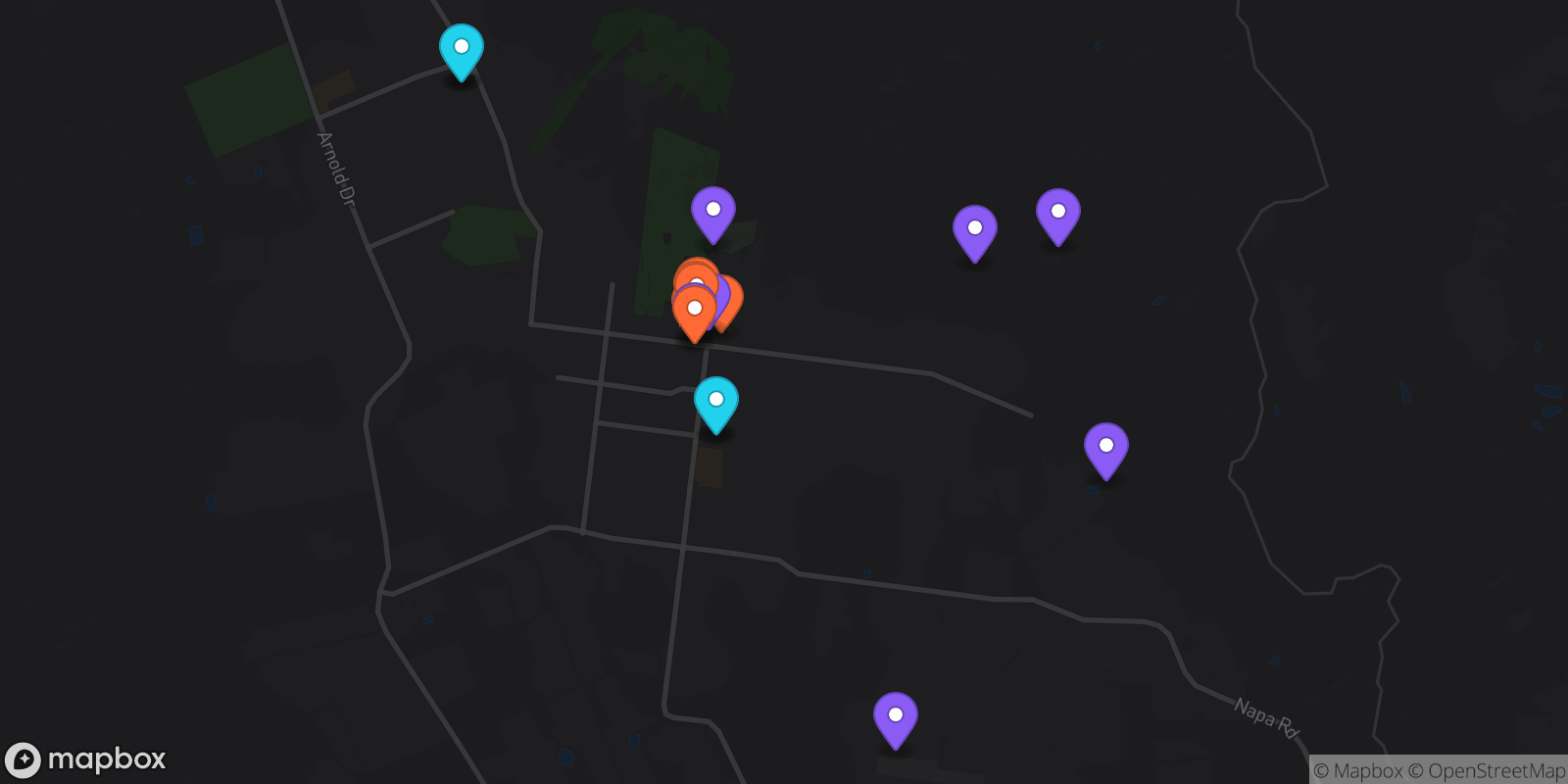 Map showing 17 locations