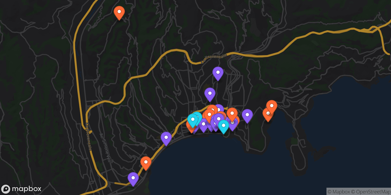 Map showing 41 locations