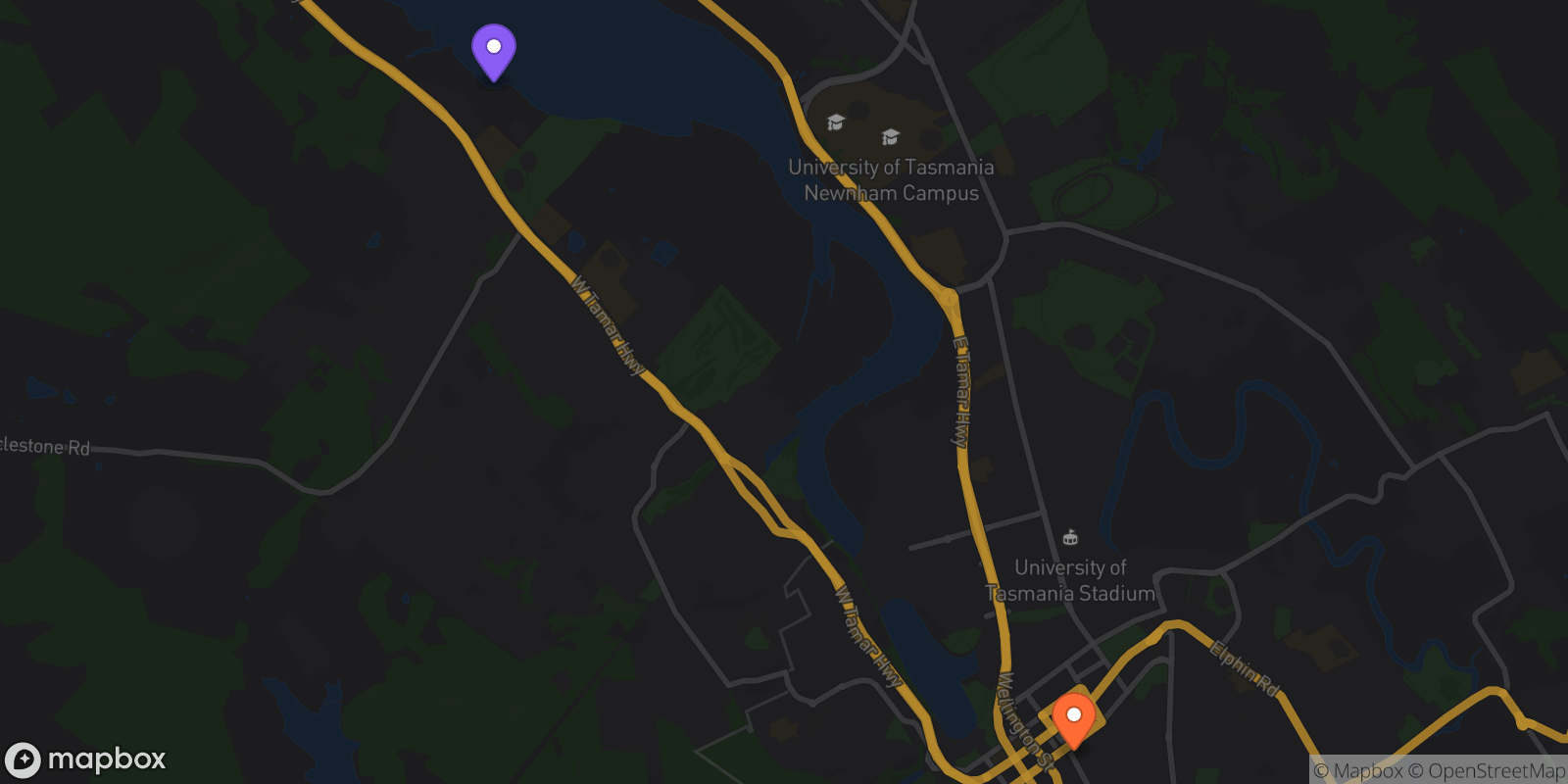 Map showing 2 locations