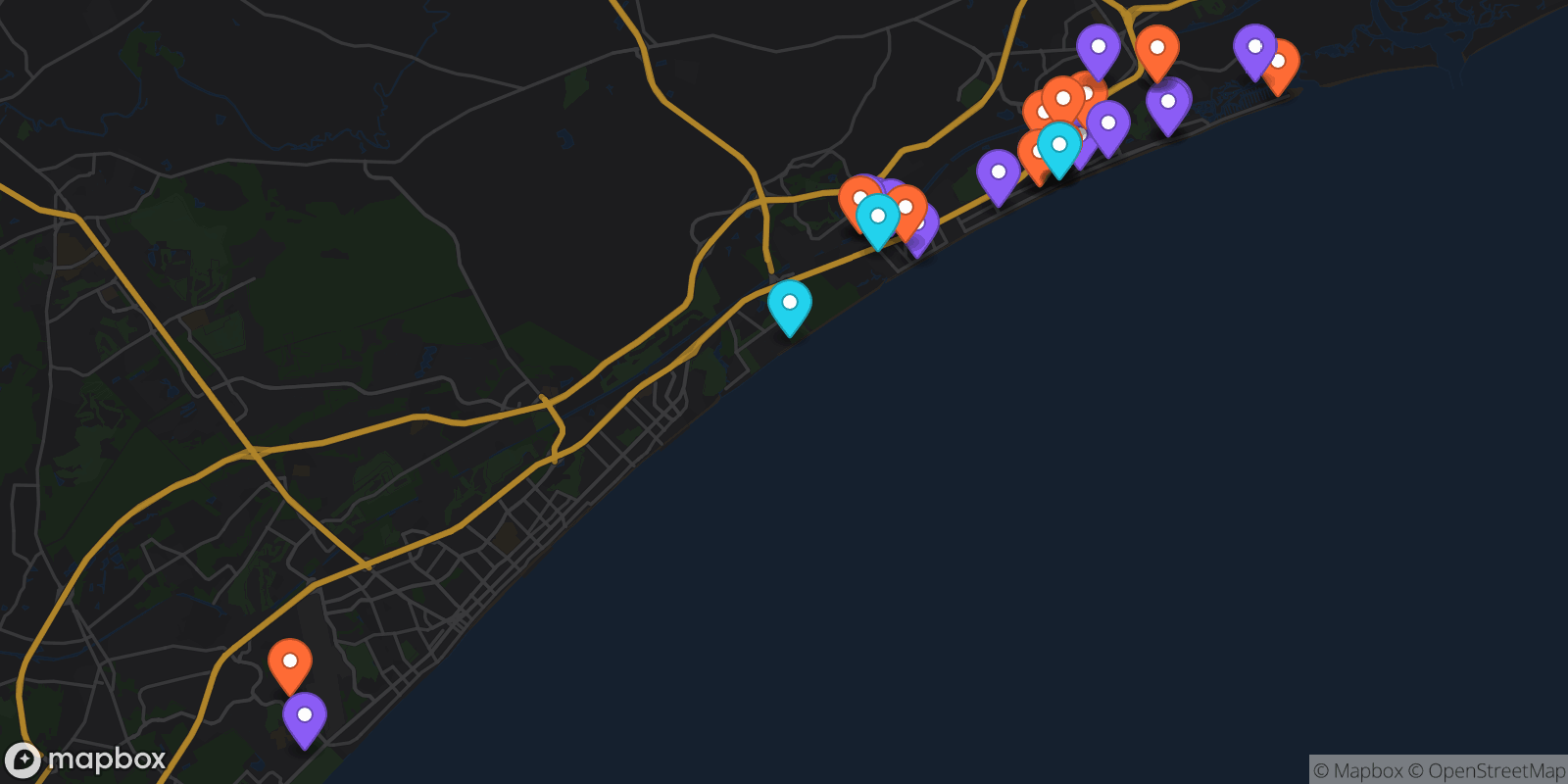 Map showing 30 locations