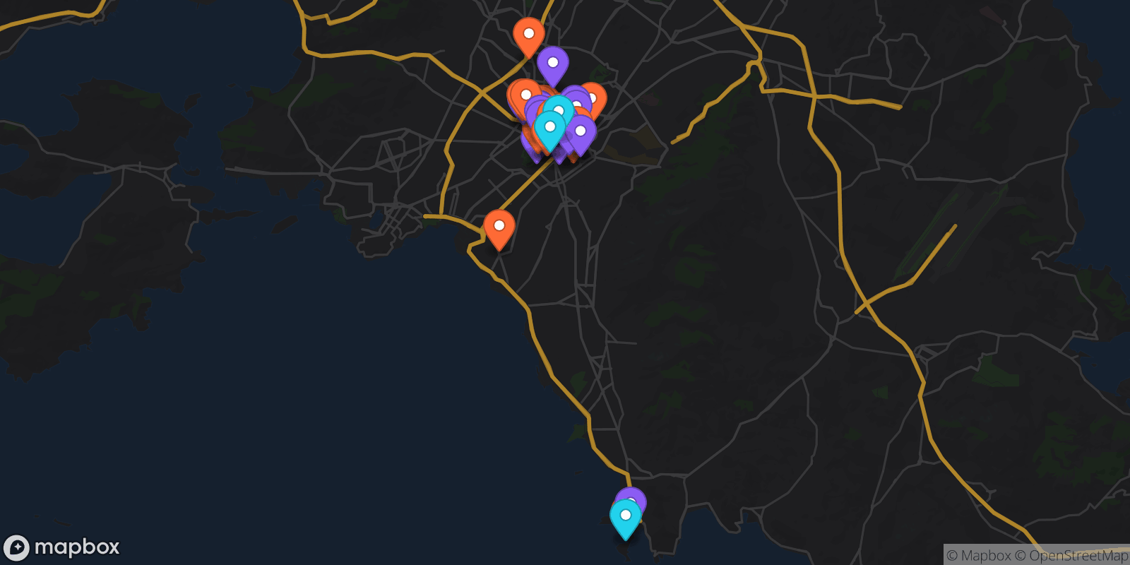 Map showing 39 locations