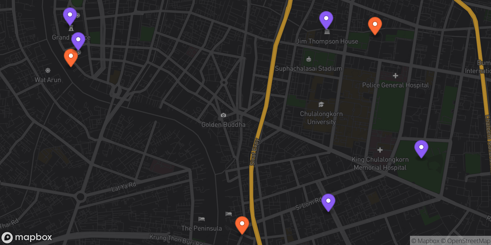 Map showing 8 locations