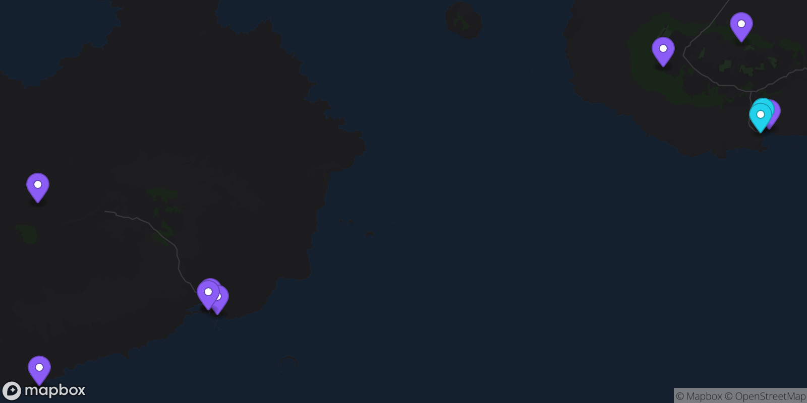 Map showing 10 locations