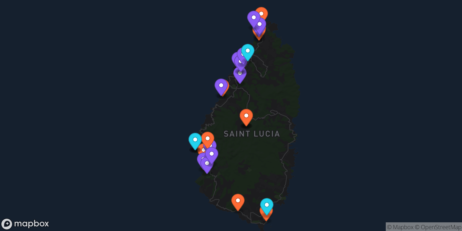 Map showing 31 locations