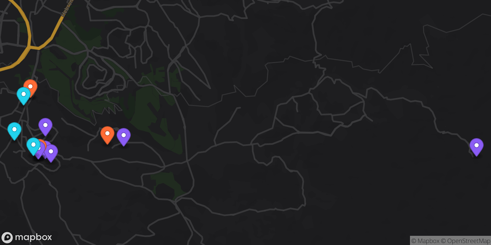Map showing 17 locations