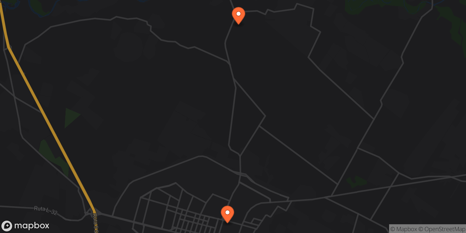 Map showing 2 locations