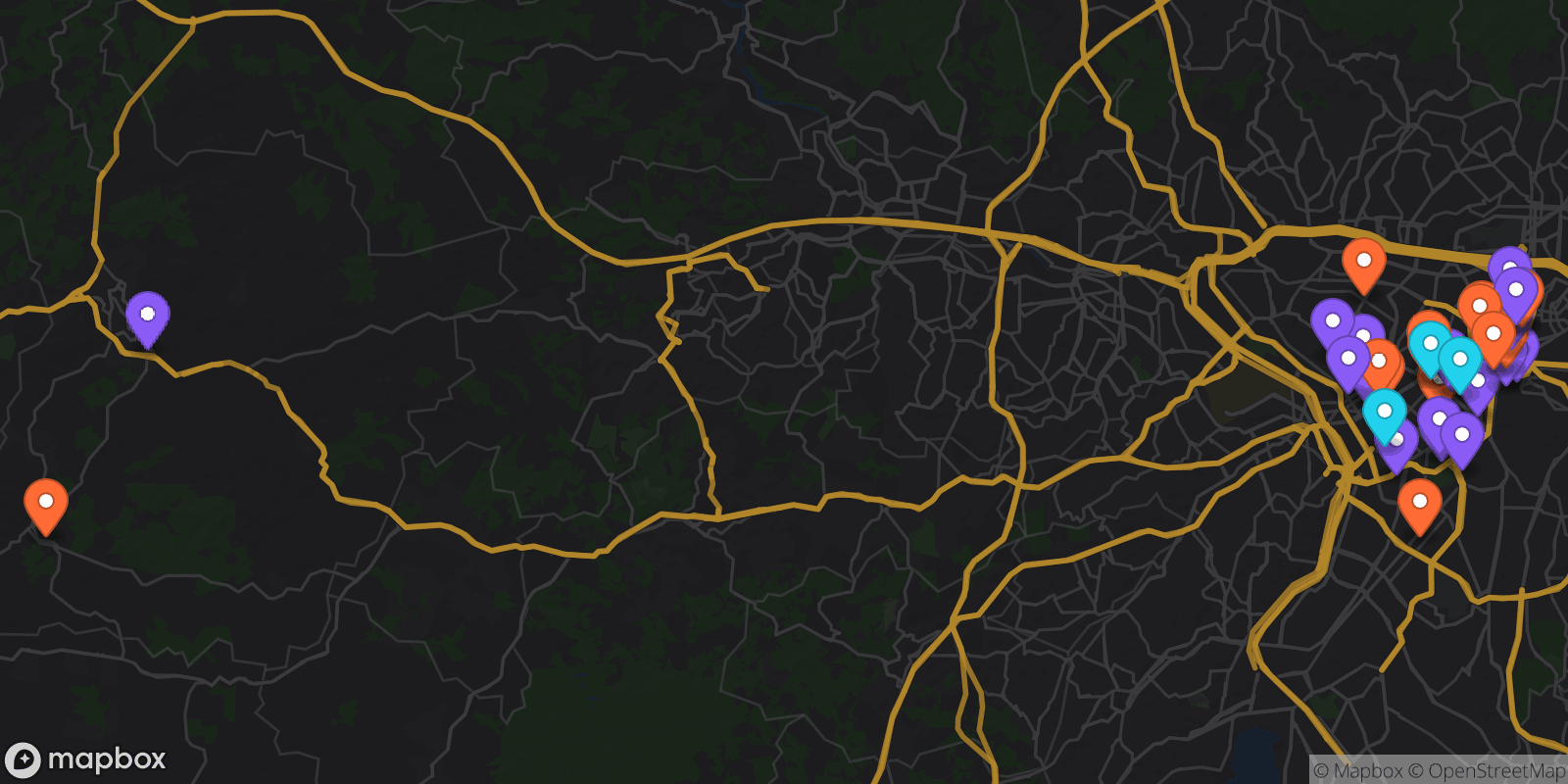 Map showing 36 locations
