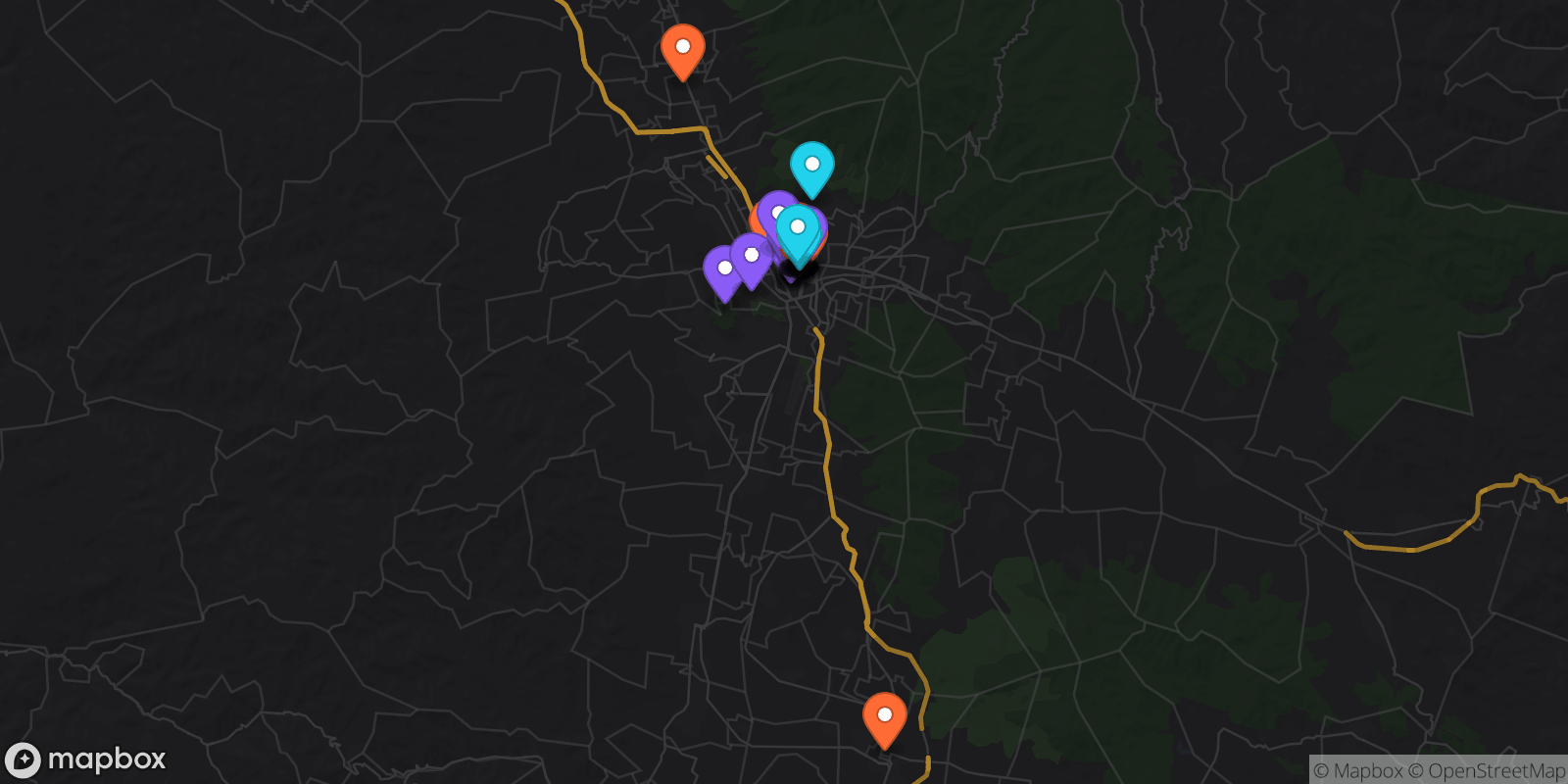 Map showing 35 locations