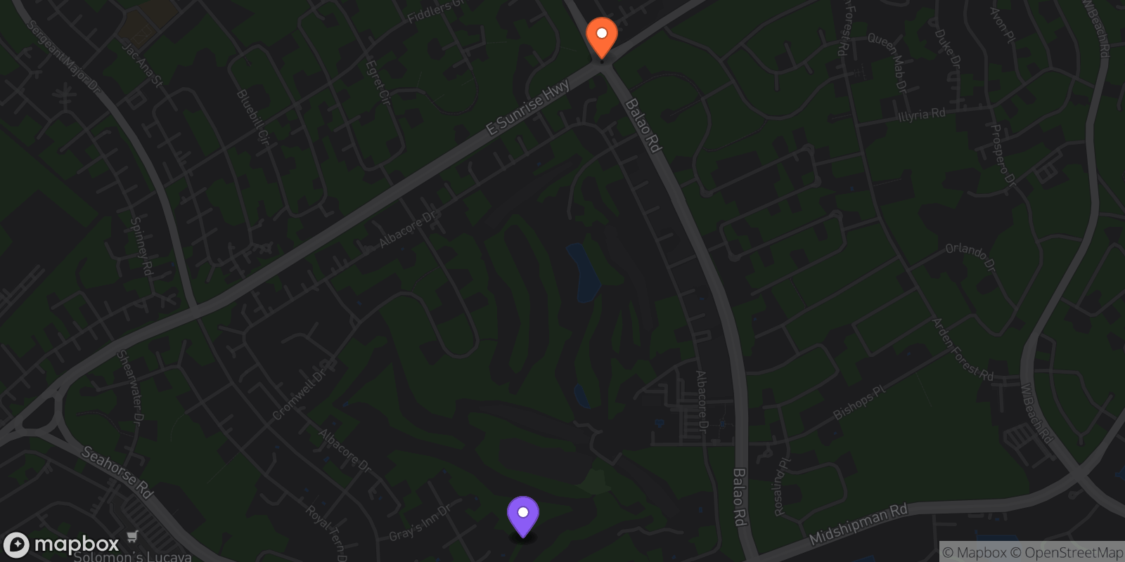 Map showing 4 locations