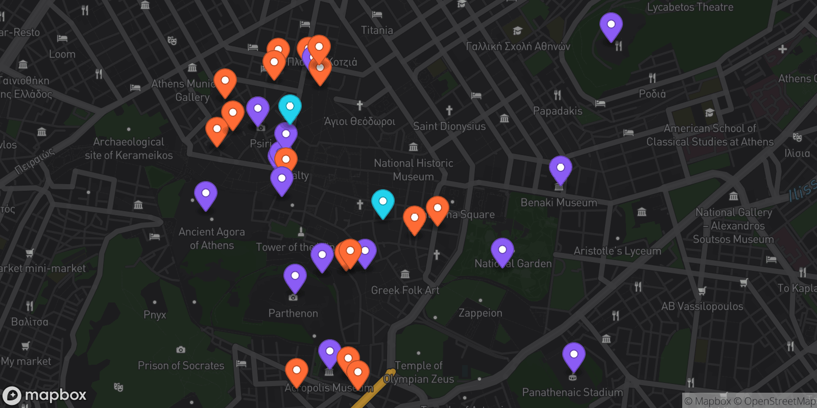 Map showing 34 locations