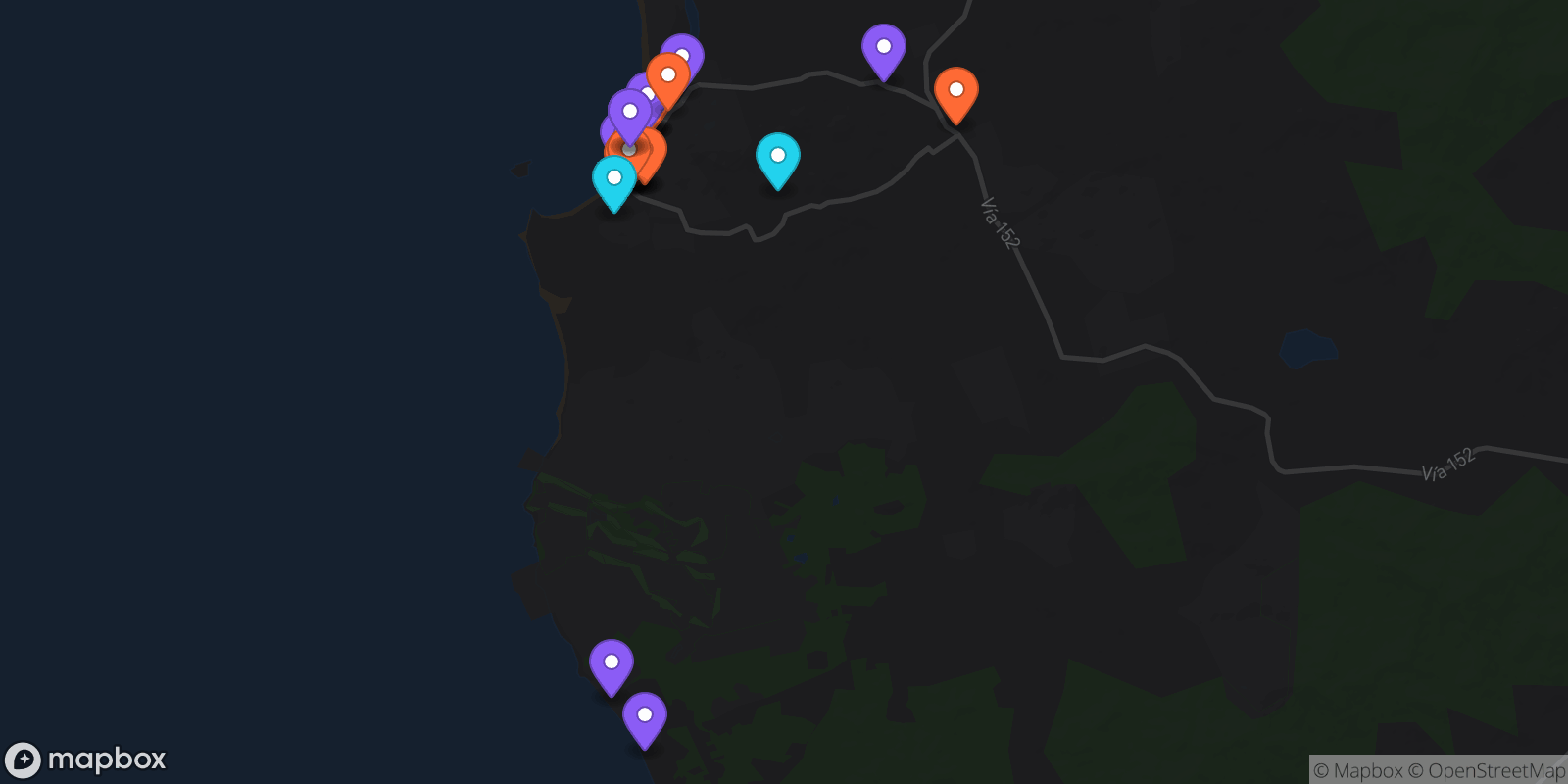 Map showing 27 locations