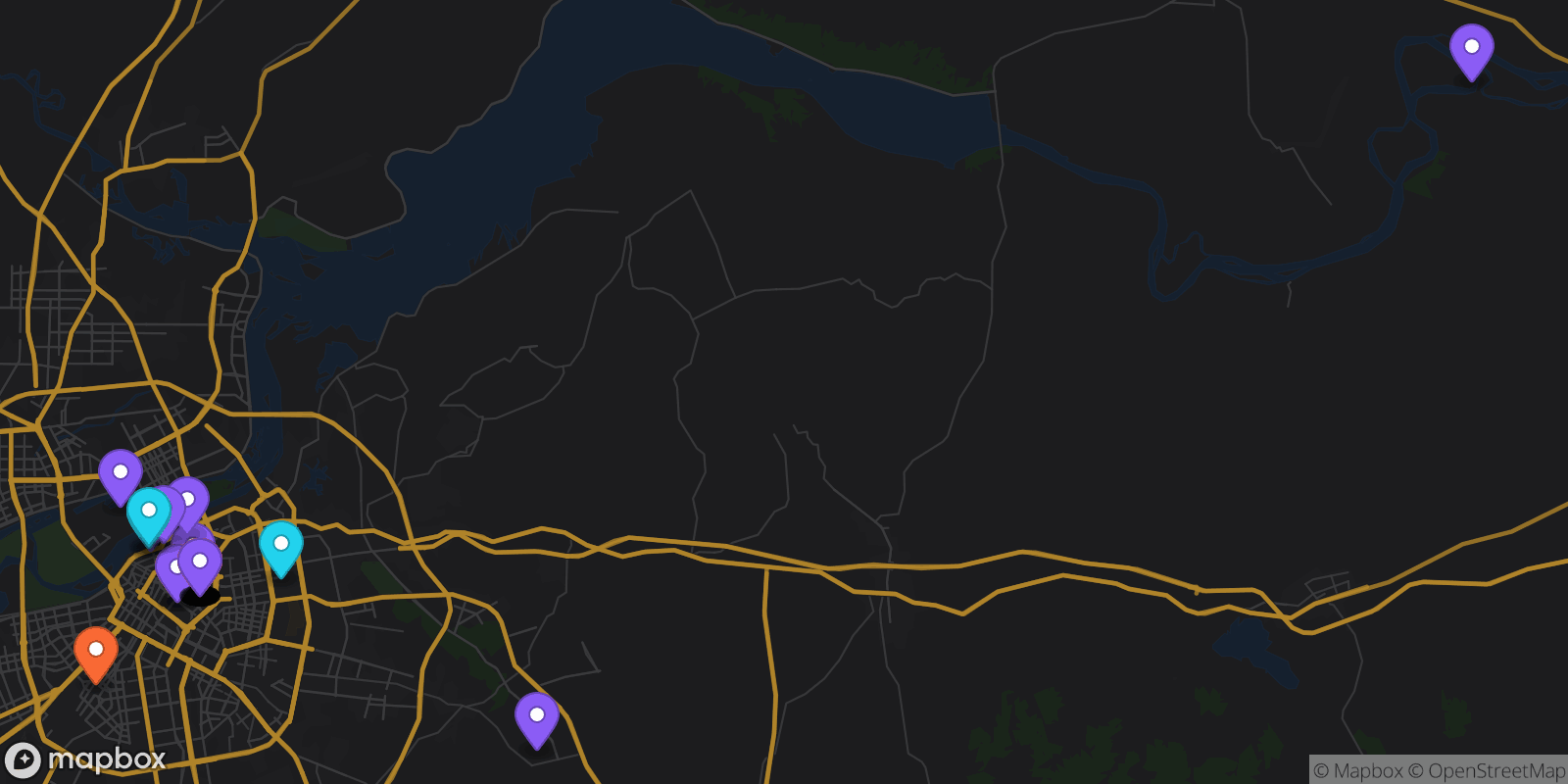 Map showing 44 locations