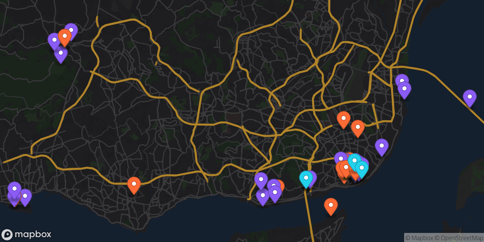 Map showing 48 locations