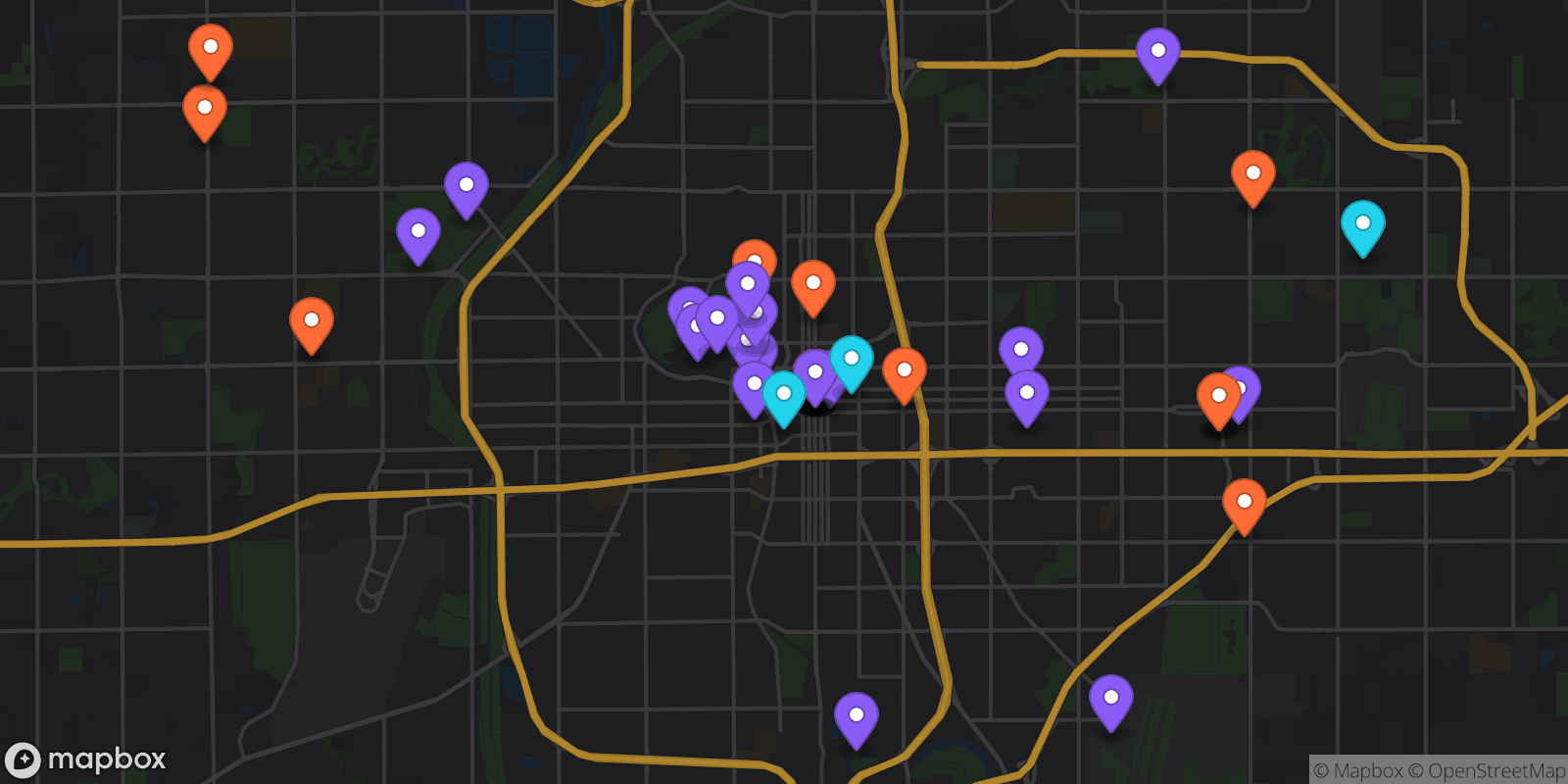 Map showing 41 locations