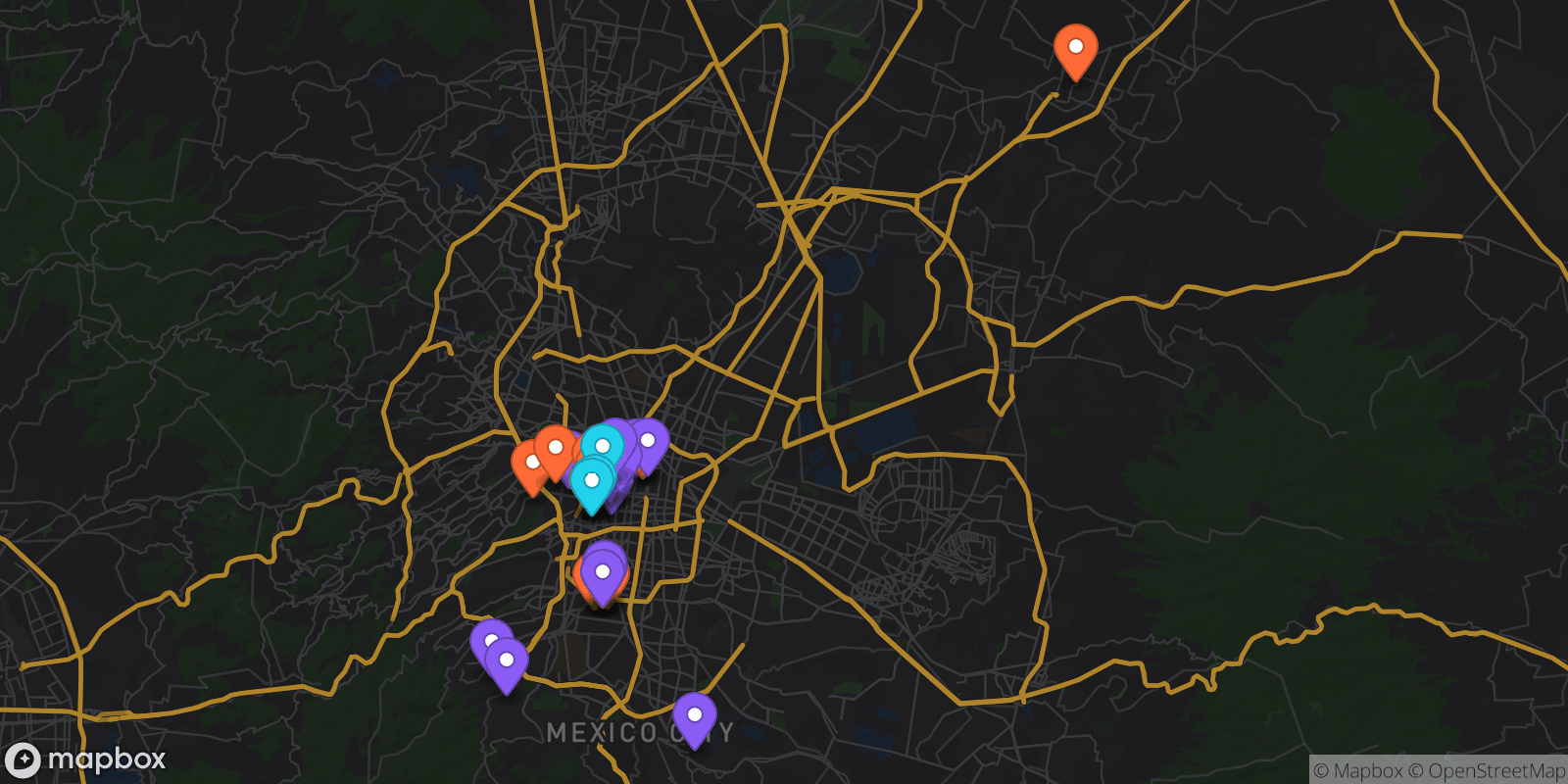 Map showing 35 locations