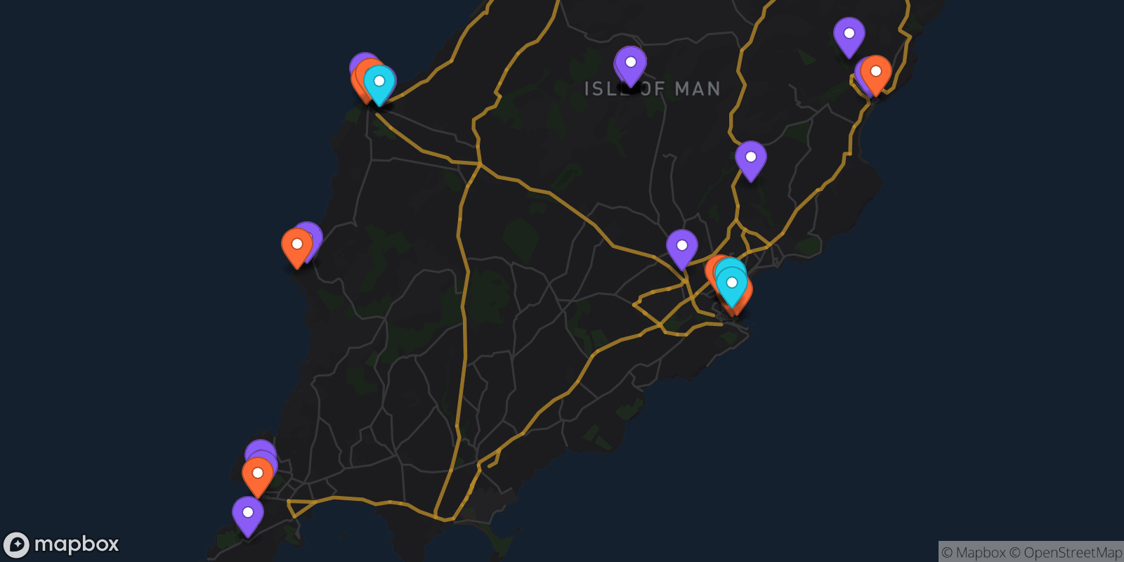Map showing 40 locations