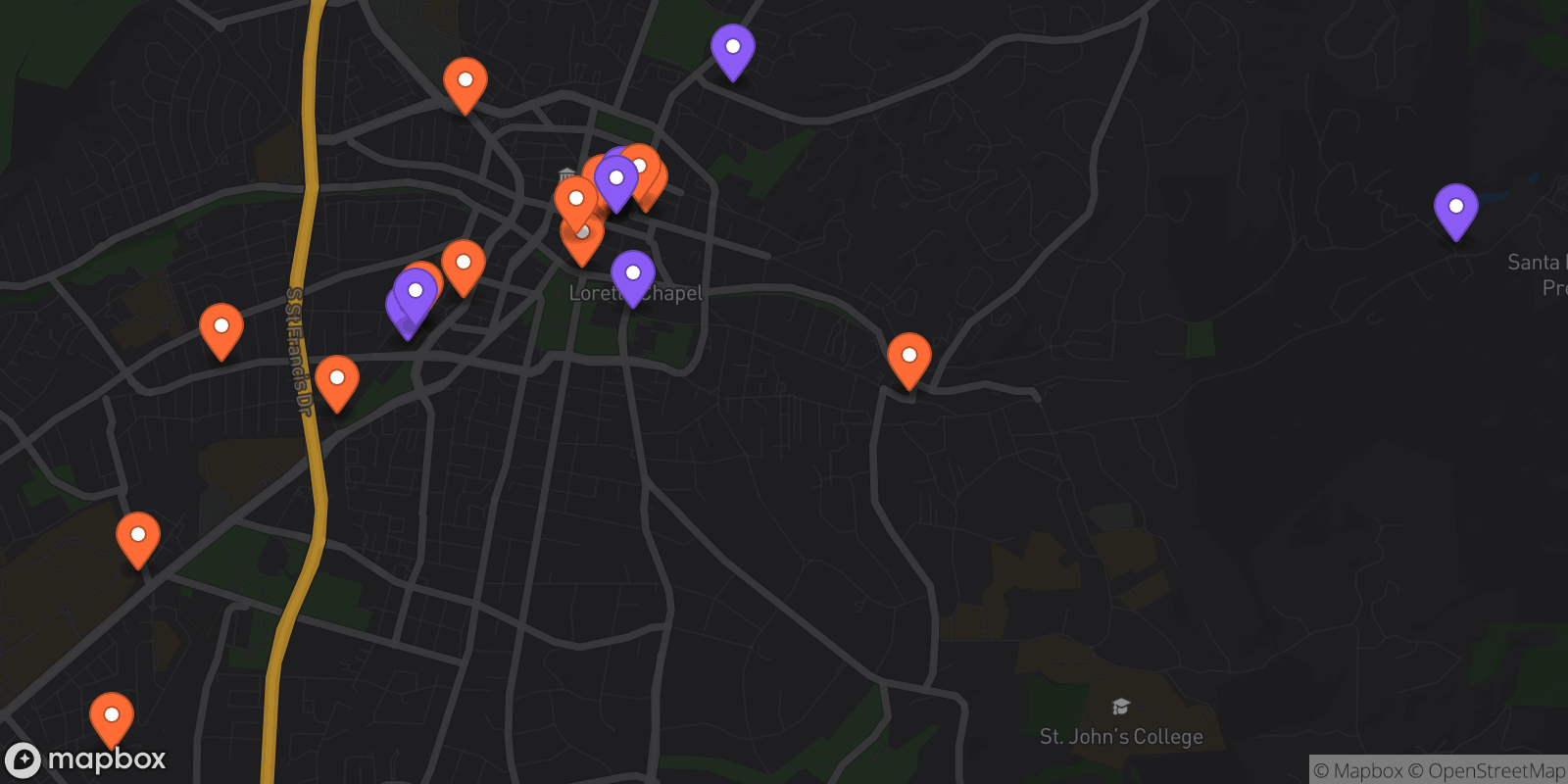 Map showing 24 locations