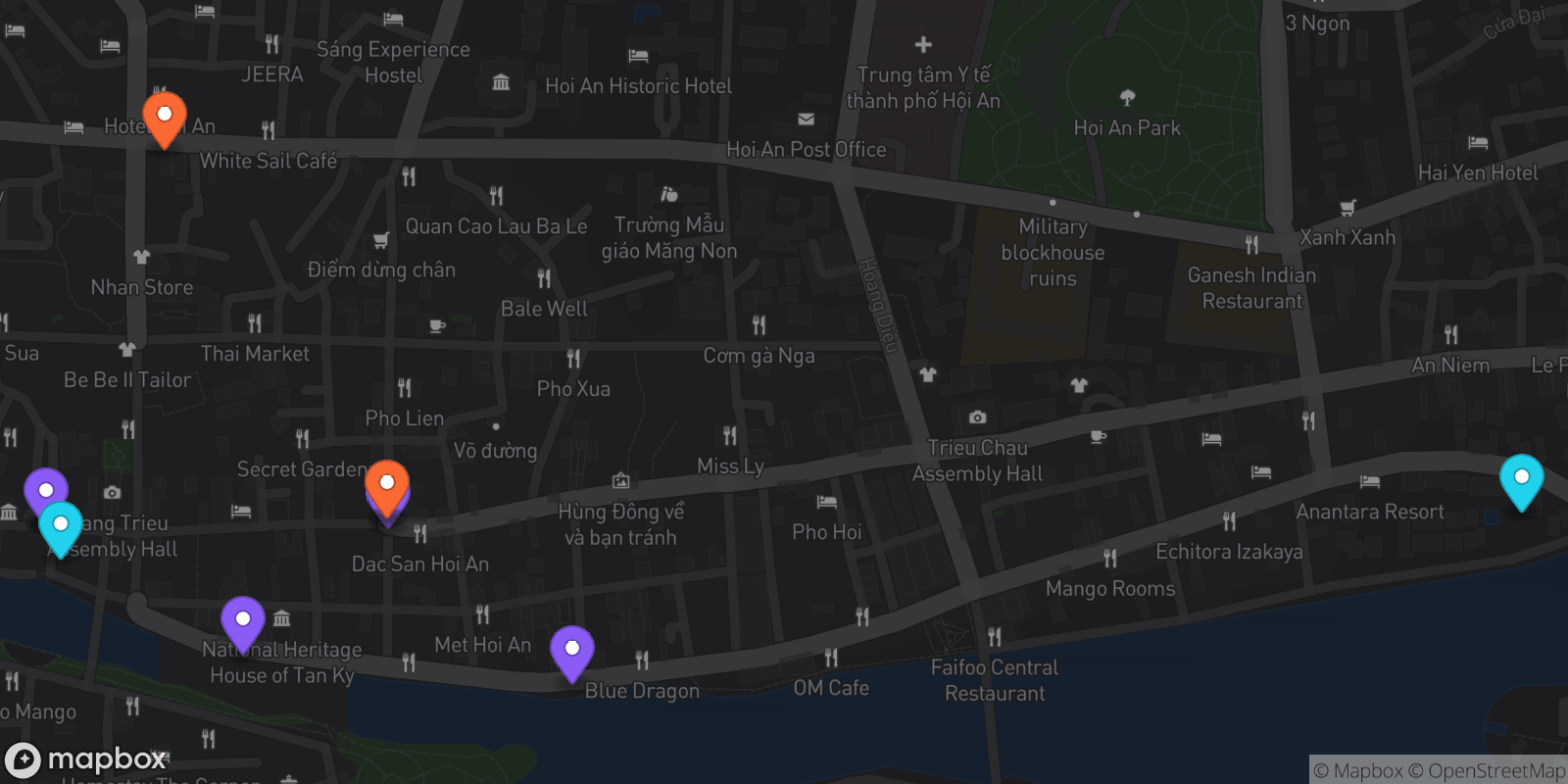 Map showing 10 locations