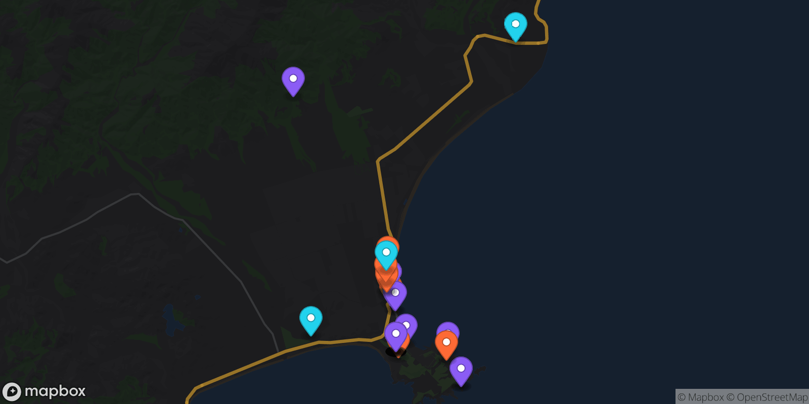 Map showing 40 locations