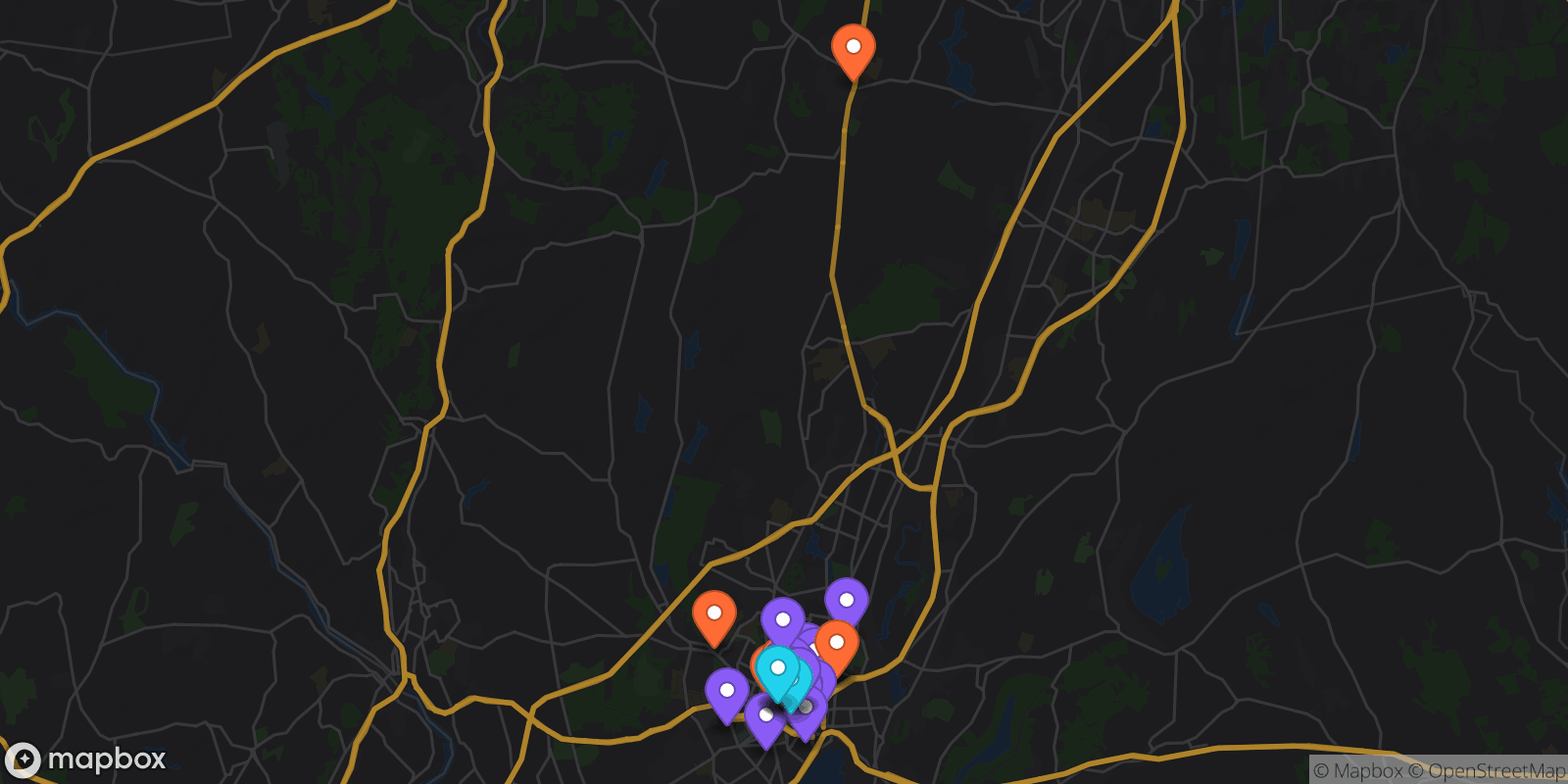 Map showing 41 locations