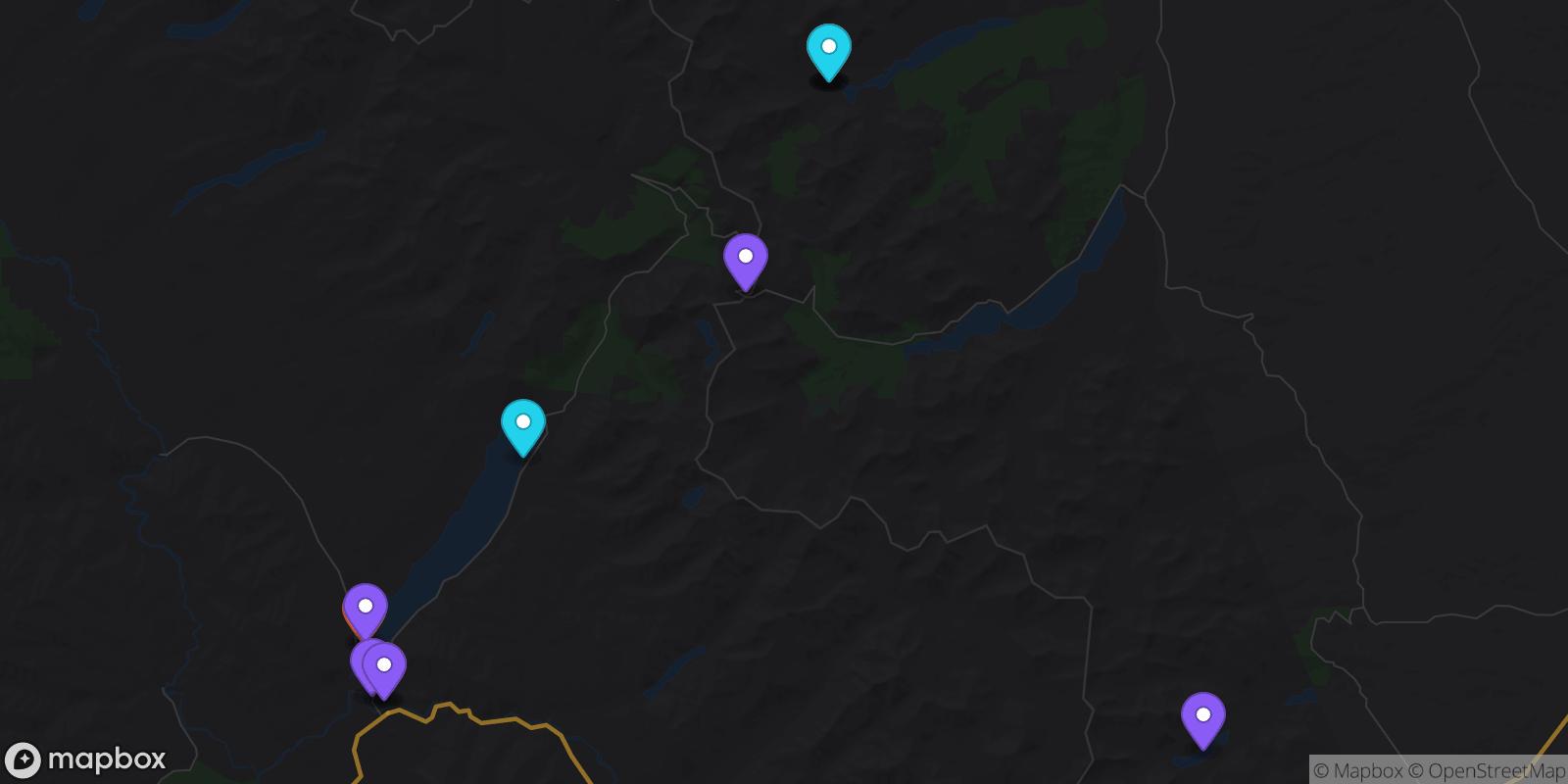 Map showing 12 locations