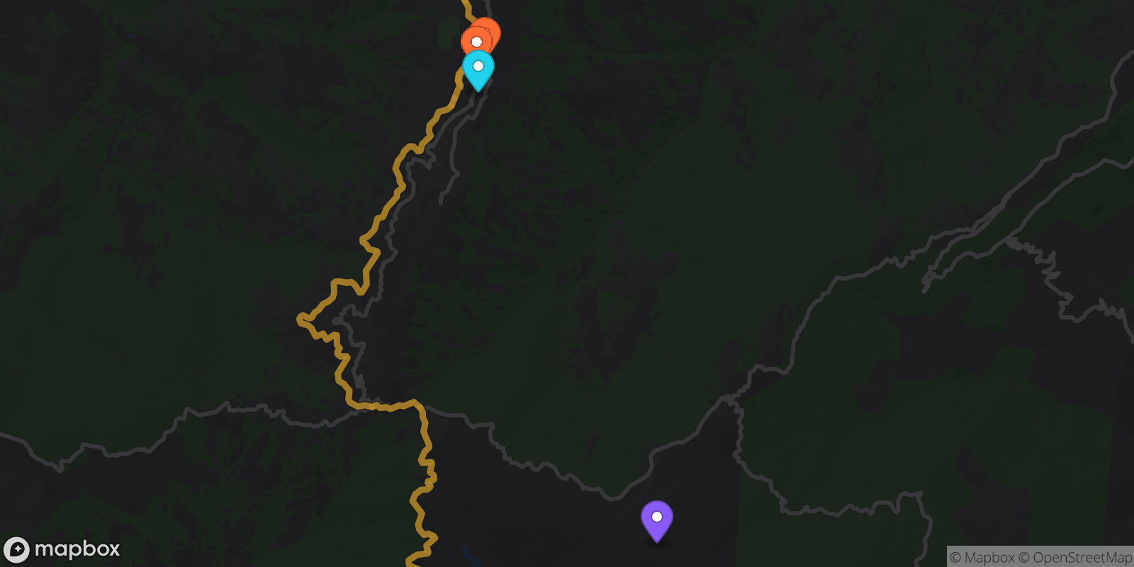 Map showing 4 locations